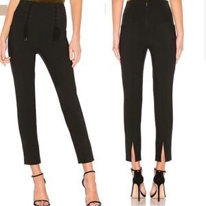 Tibi Anson black high waist lace up pants with back ankle slits size 2‎